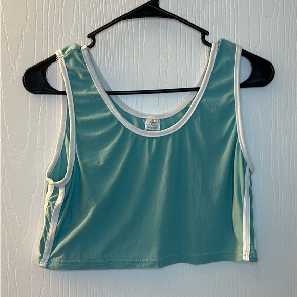 Juniors Teens Women’s Teal White Crop Tank‎ Top XL - Picture 1 of 4